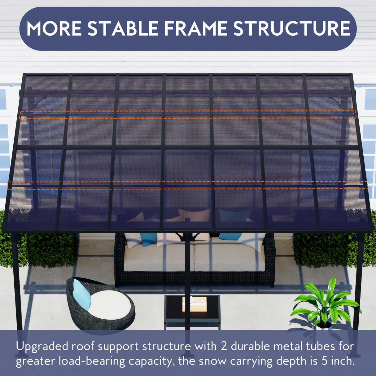 GDPFN 14' x 10' Gazebo, Outdoor Hardtop Pergola with Roof, Wall Mounted Lean to Gazebo, Large Heavy Duty Metal Awnings for Patio, Backyard, Deck… GDPFN