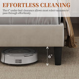 Yaheetech Queen Bed Frame with Headboard, Upholstered Headboard with Charing Station and Storage Shelf, Platform Bed Frame, No Box Spring Needed, Easy Assembly, Beige Yaheetech