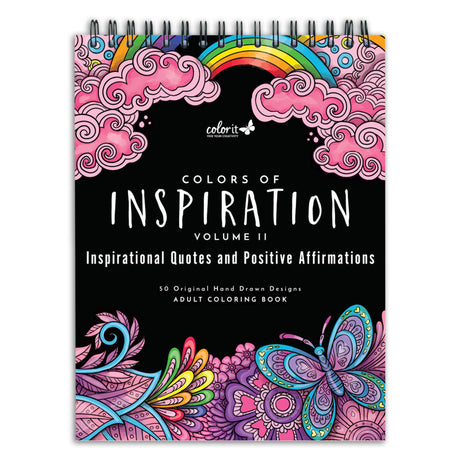 ColorIt Colors of Inspiration, Volume II - Inspirational Quotes and Positive Affirmations Adult Coloring Book, 50 Original Designs, Spiral Binding, Lay Flat Hardback Book Cover, Ink Blotter ColorIt