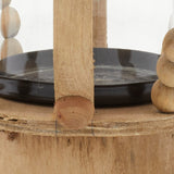 Deco 79 Farmhouse Recycled Wood Candle Lantern, 10" x 10" x 16", Beige, Black, Clear Deco 79