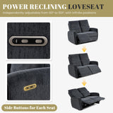 53.5" Zero Wall Hugger Power Reclining Loveseat Sofa with USB & Type-C Ports, Electric Recliner Loveseat with Lumbar Pillows, Small Space Wall Hugger Reclining Couch for Living Room & RV (Dark Grey) LURVIA