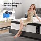 LETMOON Queen Size Mattresses, 14 Inch Hybrid Queen Mattress in a Box, Medium Firm Memory Foam and Pocket Springs, Strong Edge Support, Pressure Relief LETMOON