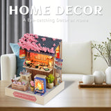 Kisoy Dollhouse Miniature with Furniture Kit, DIY 3D Wooden DIY House Kit with Dust Cover, Handmade Tiny House Toys for Teens Adults Gift (Sakura Noodles Shop) Kisoy