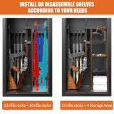 Large Rifle Safe, 20-27 Gun Safe for Rifle and Shotgun/Rifle Pistol Rack/Storage Pocket/Removable Shelf/Silent Mode/External Battery/LED/Key,180° Open Door Panel Organizer Gun Cabinet Safe Unassembled TTSITG