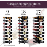Wine Enthusiast N'FINITY 9 Bottle Wall Mounted Metal Wine Rack – Label Forward Wine Rack with Easy Installation - 3' Tall, 1 Column Deep (Black) Wine Enthusiast