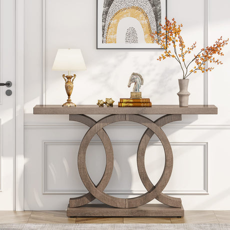 Tribesigns 55 inches Console Table with Unique Base, Farmhouse Hallway Table, Wooden Entryway Table, Vintage Sofa Table, Unique Long Accent Table for Tribesigns