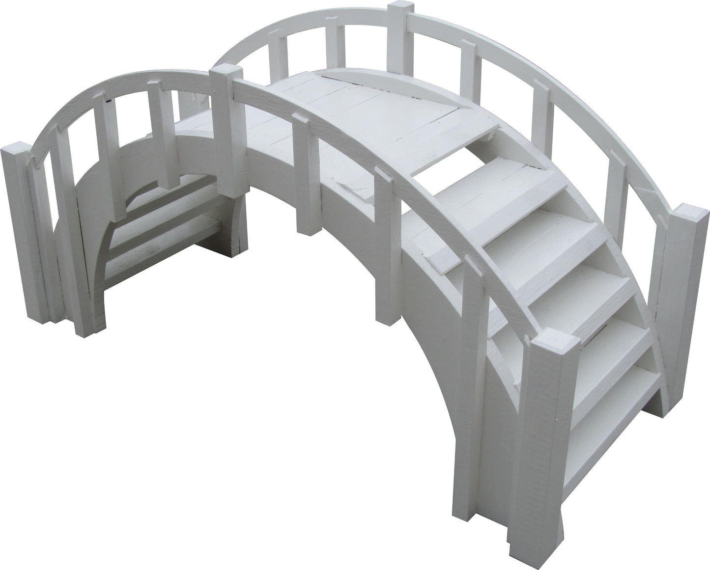 SamsGazebos Fairy Tale Wood Garden Bridge with Decorative Picket Railings and Steps, 33" L, Unfinished - WoodArtSupply