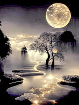 mrpwnle Diamond Painting Kits for Adults Beginners,Moon Diamond Art Kits for Adults,5D Moonlight Landscape Diamond Painting Kits DIY Diamond Art Dots Crafts Kits,Home Wall Decor Gifts 12x16in mrpwnle