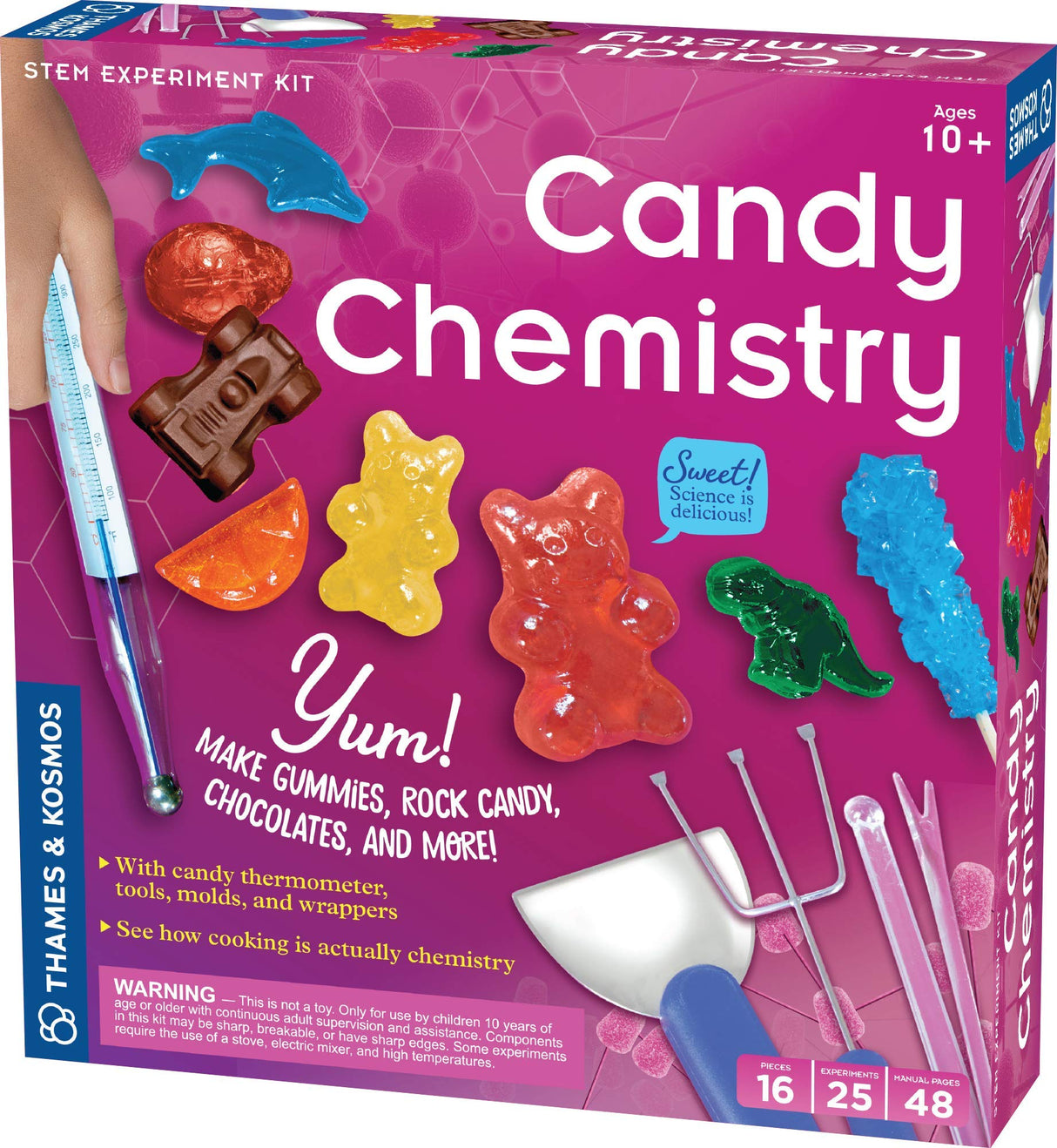 Thames & Kosmos Candy Chemistry | Science Kit | Rock Candy, Chocolates, Gummy Bears, Wintergreen Candies | 48 Page Full-Color Manual | Ages 10+ | Learn Chemistry, Have Fun | Cooking Science Thames & Kosmos