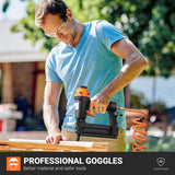 DSF Brad Nailer, Pneumatic, 18GA 2-In-1 Nailer, 5/8 inch-2 inch, Wider Visual Nail Indicator, 200pcs Brad Nails And 200pcs Crown Staples, 360 Degree Adjustable Exhaust, And CE Safety Glasses - TK5040 outtkitywi