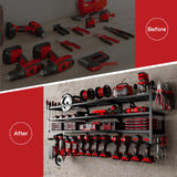 NattyDot Large Power Tools Organizer Wall Mount,12 Drill Holder for Garage, Workshop Heavy Duty Storage Rack NattyDot