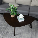 Oval Coffee Table Mid Century Modern Small Wood Coffee Tables Chic Triangle Design for Home Office Farmhouse Furniture Easy Assembly,Black Walnut 38.5" PHOENANCEE