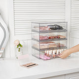 Vtopmart 12.1''W Clear Stackable Storage Drawers,2 Pack Acrylic Plastic Organizers Bins for Makeup Palettes, Cosmetics, and Beauty Supplies,Ideal for Vanity, Bathroom,Cabinet,Desk Organization Vtopmart