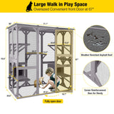 Aivituvin Cat House Outdoor Catio Kitty Enclosure with Super Large Enter Door, Wooden Cat Cage Condo Indoor Playpen with Platforms & Small House-71 Inch Aivituvin