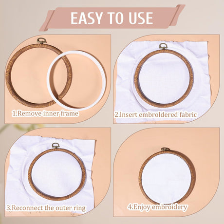 9Pcs Embroidery Hoop Frame Imitated Wood Decorative Embroidery Hoop Circle Oval Octagonal Cross Stitch Hoops for Display Sewing Craft Hanging Ornament(Various Sizes) Josojoou