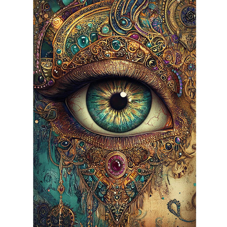 KEYIFA Eye Diamond Art Kits, 5D DIY Diamond Painting for Adults, Round Full Drill, Fantasy Diamonds Dots Mosaic Painting, Crystal Gem Arts Craft for Home Wall Decor 12x16 in KEYIFA