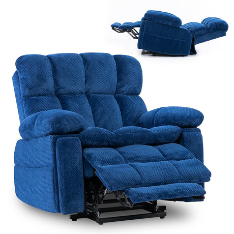 Zuacs Dual Motor Power Lift Recliner Chair with Adjustable Headrest, Extended Footrest for Elderly,Oversized Recliner with Massage and Heat,USB Port,Type C,Cup Holders,Hidden Storage Box,Navy Blue Zuacs