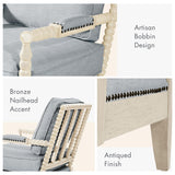 Madison Park Accent Chairs for Living Room Farmhouse Modern Armchair, Solid Wood, Antiqued Finish, Upholstered Seat Removable, Bedroom Lounge for Reading, 25.5" W, Light Blue/Antique Cream Madison Park