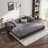 weaxty W 81" Convertible Sleeper Sofa Bed No Assembly - Corduroy Teddy Floor Couch with Fixed-Shape Frame - Boneless Foldable Loveseat for Small Spaces Living Room (Gray, Sofa Bed) weaxty W