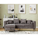 Ball & Cast 85" L Shaped Sectional Sofa with Storage Ottoman, Morden 3 Seater Tufted Couch with Nailhead Trim and Metal Legs for Living Room, Apartment, Office, Dark Gray Ball & Cast