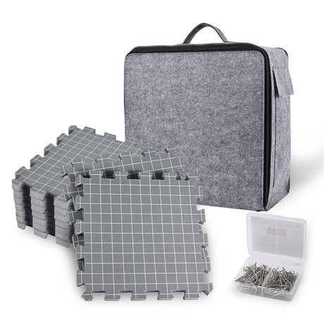 Yrangee Blocking Mats for Knitting & Crochet Project,Extra Thick Blocking Boards with Grids for Needlepoint or Crochet,9 Pack Knitting Mats with 150 T-Pins and Storage Bag Yrangee