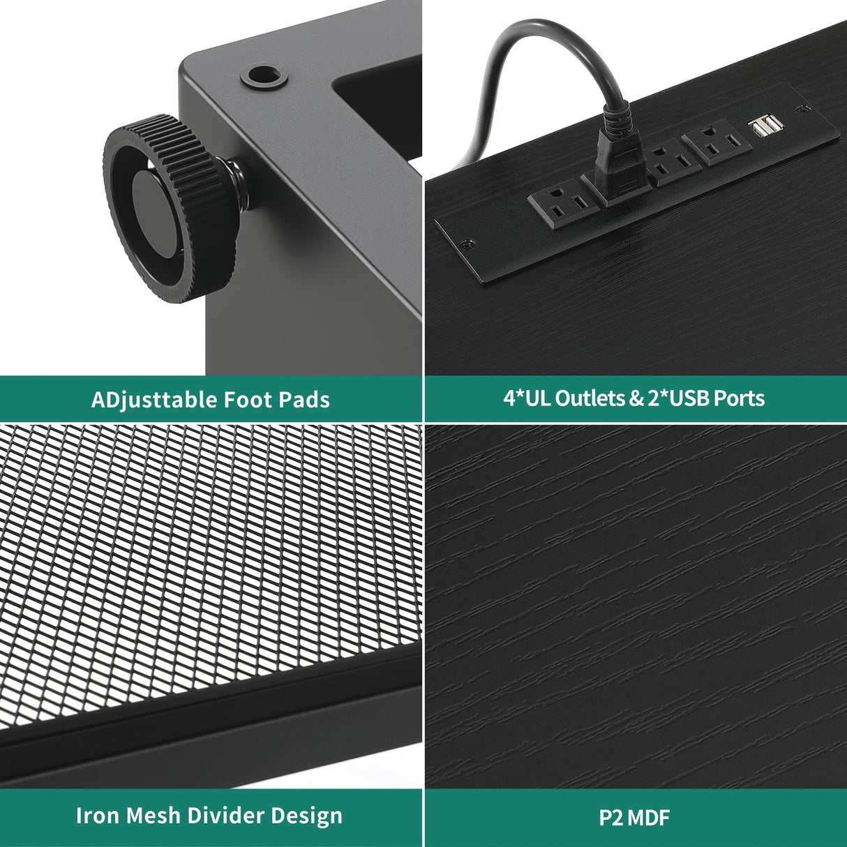 YITAHOME TV Stand for up to 70-inch TVs, Modern Black TV Stands for Living Room w/Power Outlets,LED Entertainment Center with Storage, TV Media Console Cabinet, Black YITAHOME