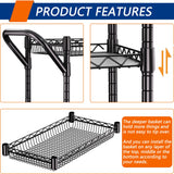 3 Tier Heavy Duty Rolling Utility Cart,18" D x 23.8" W x 36.6" H Rolling Carts with Wheels,Commercial Grade Metal Cart with Handle Bar & Shelf Liner,Trolley Serving Storage Cart for Kitchen Black REGILLER