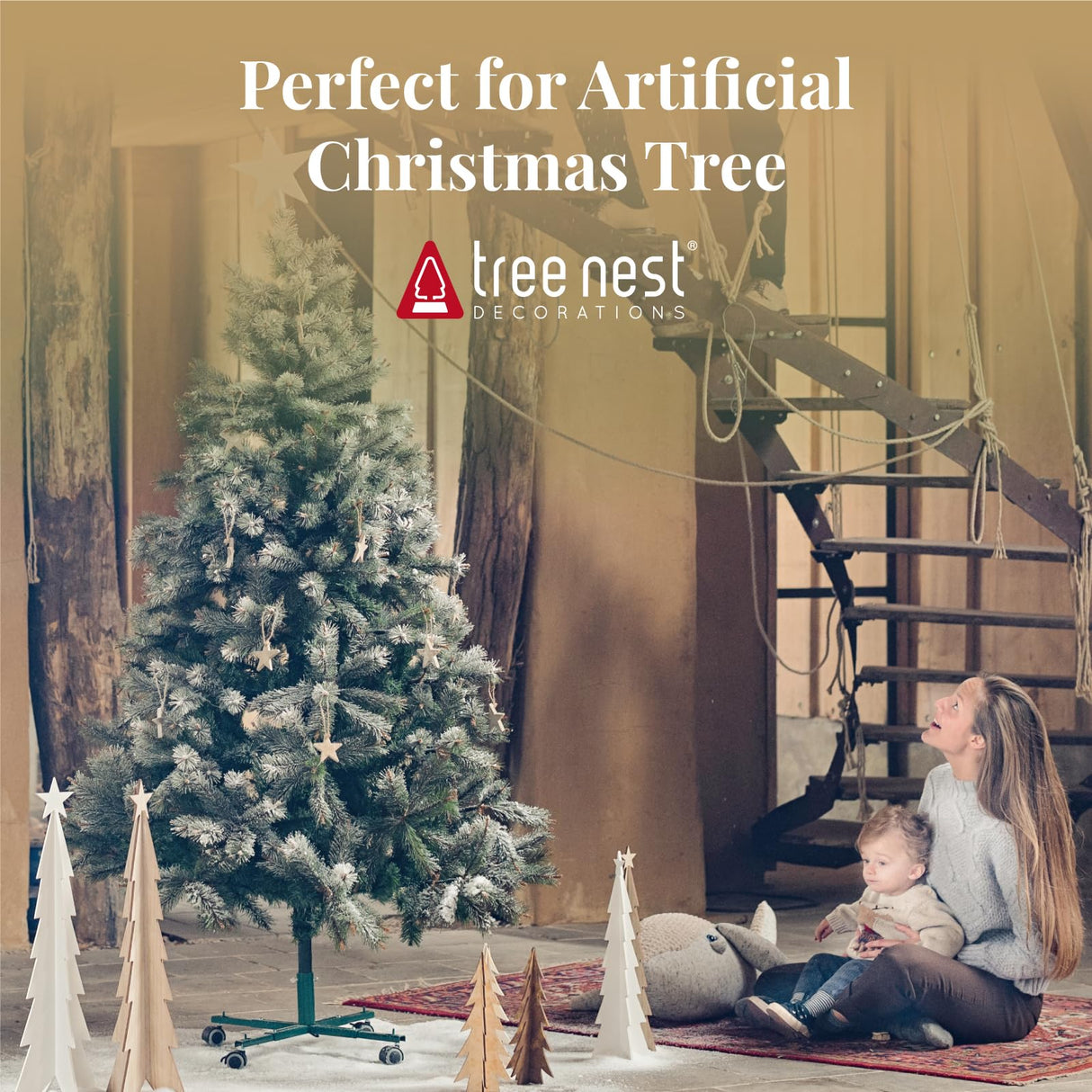 Christmas Tree Stand Base with Wheels Movable Fake Tree Holder for 6ft Artificial Plant Taxi no Tree Collar or Skirt (Green) Tree Nest