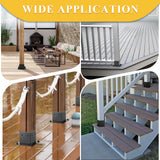 4x4 Post Base, 4Pcs Post Brackets (Inner Size 3.5"x3.5") Heavy Duty Steel Fence Post Anchor for Wood Deck Porch Railing Pergola Mailbox Support Black Powder-Coated FNXAOR