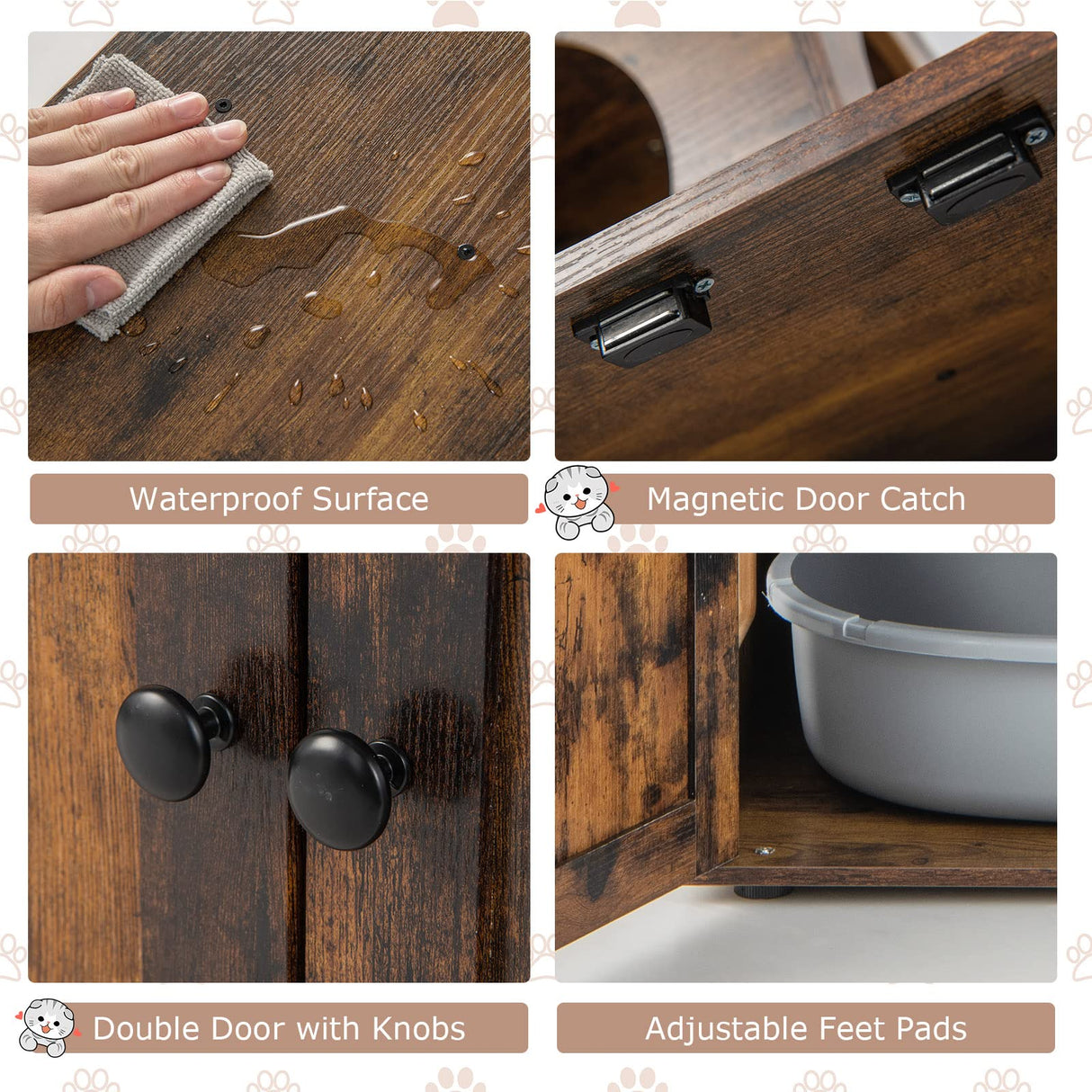 Tangkula 2-in-1 Litter Box Enclosure With Cat Tree Tower, Hidden Washroom With Condo, Plush Perch, Scratching Posts, Furniture With Divider for Indoor Cats (Rustic Brown) Tangkula