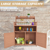 GFDGFD Outdoor Potting Bench with Storage Cabinet & Top Shelf - Solid Fir Wood Garden Planting Workstation, Waterproof Workbench for Gardening, Patio, and BBQ GFDGFD
