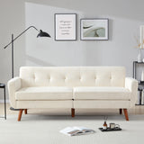 Tbfit 78" W Linen Sofa Couch, Mid Century Modern Decor Loveseat Couches for Living Room, Button Tufted Upholstered Small Couch for Bedroom, Solid, and Easy to Install Love Seats Furniture, Beige Tbfit
