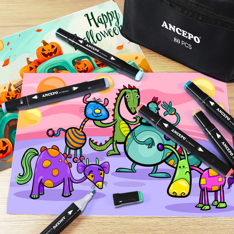 ANCEPO 80 Colors Dual Tip Alcohol Markers Set, Brush and Fine Tip Art Markers for Adults and Kids, Sketch Drawing Pens with Case for Artists Beginners ANCEPO