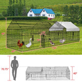 130"x40"x40" Metal Chicken Coop Playpen with Waterproof Cover, Rabbit Duck Large Cage Outdoor Backyard Farm PawGiant