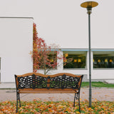 Outvita 49.5in Garden Bench, Patio Wood Love Seat with Metal Armrest Retro Style for Patio Porch Deck Yard Lawn Poolside(Classical) Outvita