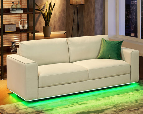 Jocisland Sofa, 89 Inch Modern Sofa with LED Lights, 3 Seater Floating Sofa with Deep Seat, Oversized Couches for Living Room, Linen Beige Sofa Couch Jocisland