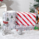 Cuitpan White Christmas Wrapping Paper Bundle for Kids Adults - Reindeer, Stripes, Woodlands, Snowflake, Red Truck Winter Scene Designs - 28 x 40 Inches, 6 Jumbo Sheets, Recycled Cuitpan