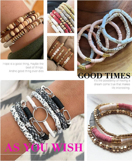 Bracelet Making Kit, 10,000 Pcs Polymer Clay Beads, 48 Colors Round Letter Beads Jewelry Making Kit Friendship Bracelets Heshi Beads with Charms Strings Crafts Gift for Girls Adults Sistenia