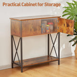 LAQUAL 20-29 Gallon Aquarium Stand with Cabinet, 20 Gallon Long Fish Tank Stand with 31''L * 12''W Tabletop, Double Heavy Metal Stand with Stable Structure, Adjustable Table Feet - Rustic Brown LAQUAL