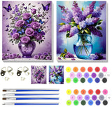 VIGEGU 2 Pack Flower Paint by Numbers Kit for Adults with Framed,Flowers Paint by Number DIY Adult Paint by Number Kits for Wall Decor 10x12in VIGEGU