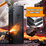 10-12 Gun Safe Biometric,Gun Safe for Rifles and Pistols No Assembly Required, Larage Gun Cabinet With 3 Pistol Pouches Alarm,Gun Locker for Shotguns Fingerprint Adjustable Shelves & Gun Racks FFVVGH