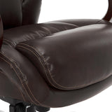 La-Z-Boy Bellamy Executive Office Chair with Memory Foam Cushions, Solid Wood Arms and Base, Waterfall Seat Edge, Bonded Leather, Brown La-Z-Boy