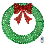 60in Large Artificial Christmas Wreaths for Front Door,Pre-Lit Outdoor Christmas Wreath Decoration,Christmas Round Winter Xmas Wreath,with Remote Control,for Window Entryway Fireplace Porch (Green) Ciberlaohu