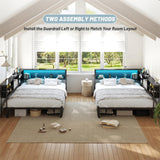 Bellemave Full Size Corner Bed Frame with Storage, Full Captains Bed with Charging Station and LED Light, Wood Daybeds with L-Shaped Bookcase and 2 Drawers, Black Bellemave