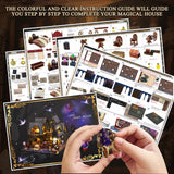 DIY Miniature House Kit, Tiny for Adults to Build, 3D Wooden Puzzles Dollhouse Bookshelf Insert Decor Alley-Creativity Kit with LED Light for Family and Friends (Luna's Magic House) FLYINTOYS