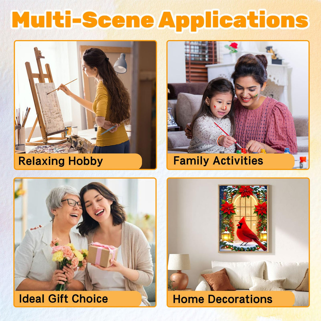 CRZMODE Christmas Paint by Numbers Kit for Adults, Cardinal Paint by Numbers for Adults, Acrylic Painting Crafts for Home Decor Gift (16x20inch) CRZMODE