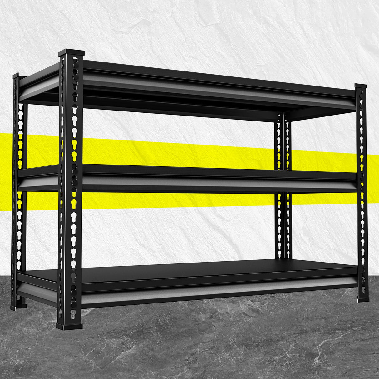 Huhaneon Garage Shelves Heavy Duty - 48''W 1,500Lbs Metal Adjustable Storage Shelving Rack Units for Warehouse Basement 48" W x 16" D x 36" H 3 Tier Black Huhaneon