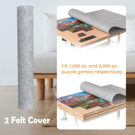 Tektalk 2000 Piece Foldable Puzzle Board with Height Adjustment, Jigsaw Puzzle Table with 2 Felt Cover & 8 Sorting Trays/Drawers, Puzzle Easel with Legs, Enclosed with 4 Roller Wheels Tektalk
