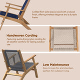 Patio Sense 62773 Vega Natural Stain Outdoor Chair Acacia Wood Construction Hand Woven Seat Mid Century Design Comfortable Reclining Armchair Patio Lawn Garden Backyard Deck - Ecru Cording Patio Sense