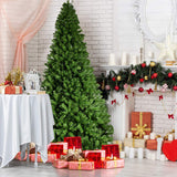 SPSUPE, Classic Unlit Artificial Christmas, Premium Hinged Spruce Full Tree with Solid Metal Stand (9FT), Green, Christmas Tree SPSUPE